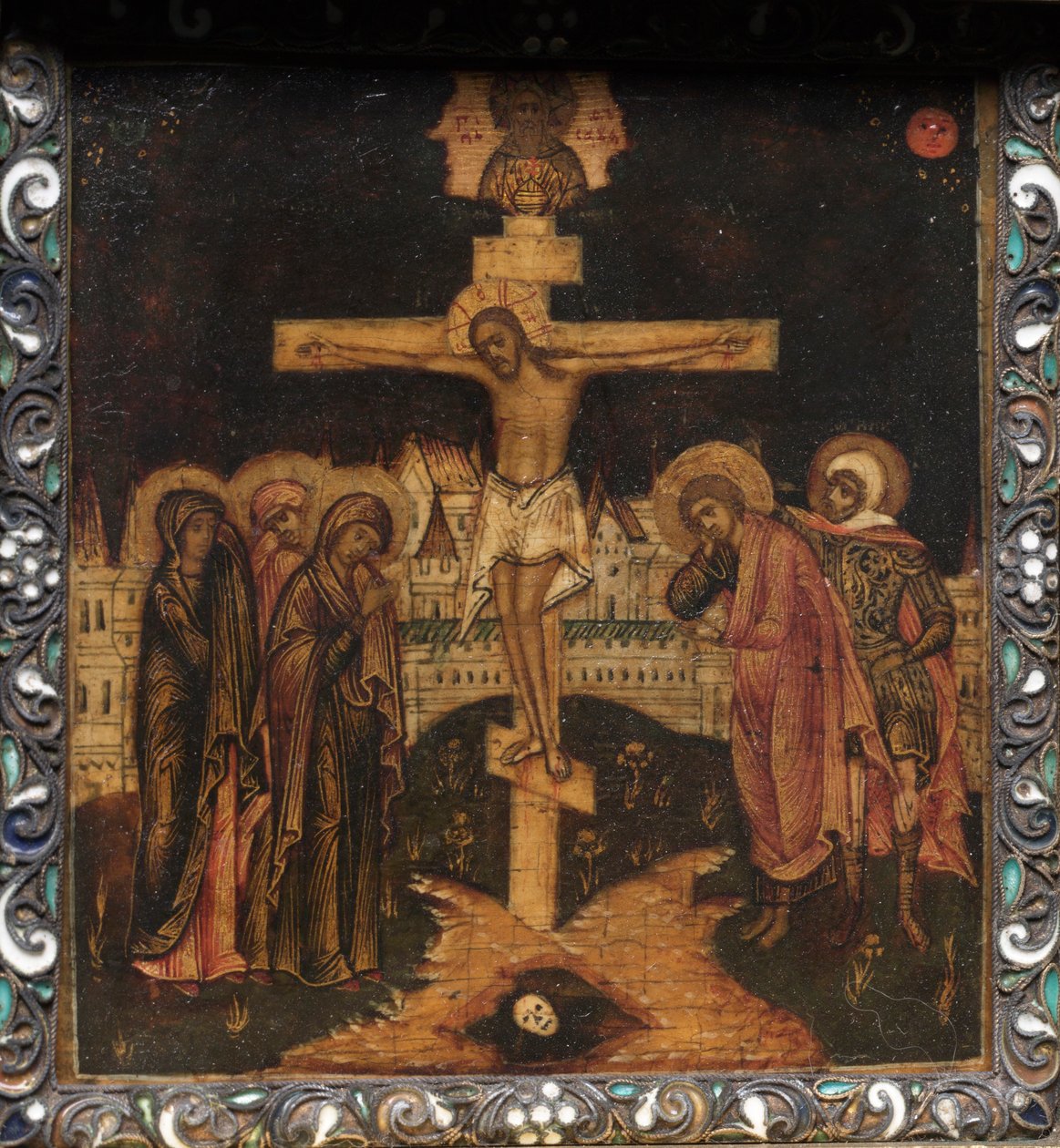 Taşınabilir Üç Parçalı Simge: Çarmıha Gerilme, 1600