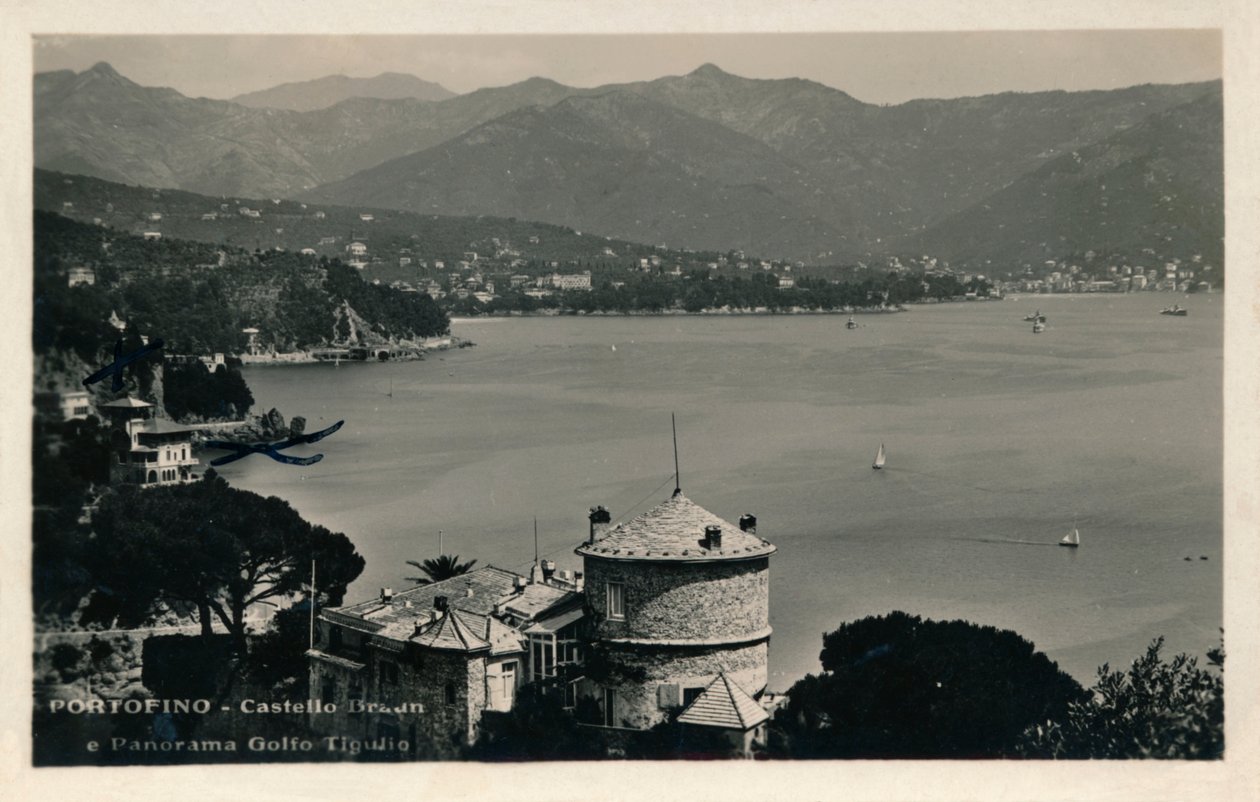 Portofino - Castello Braun ve Panorama Golfo Tigulio, c1900. by Unbekannt