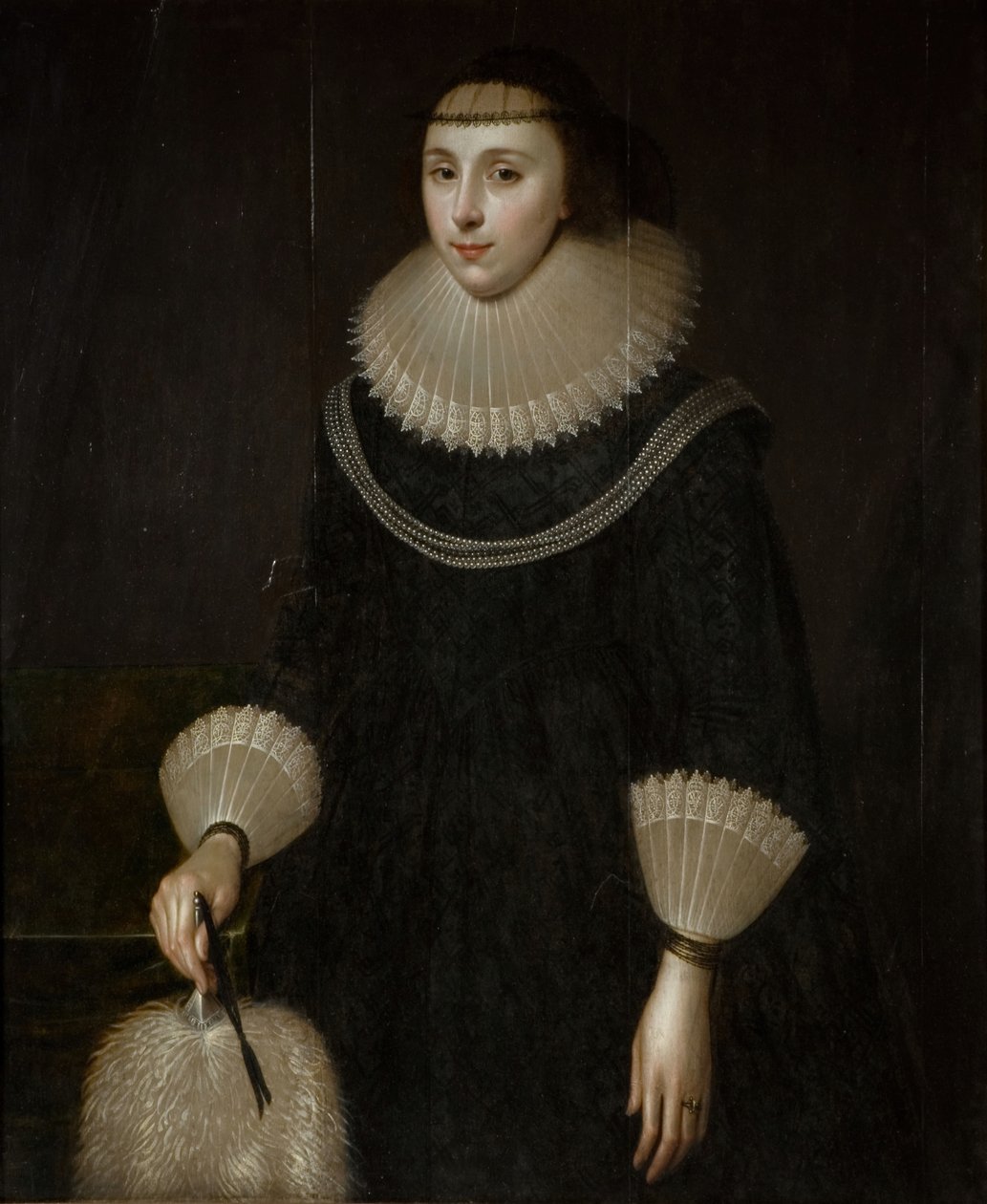 Yelpazeli Bir Kadının Portresi, 1600-1650. by Unbekannt