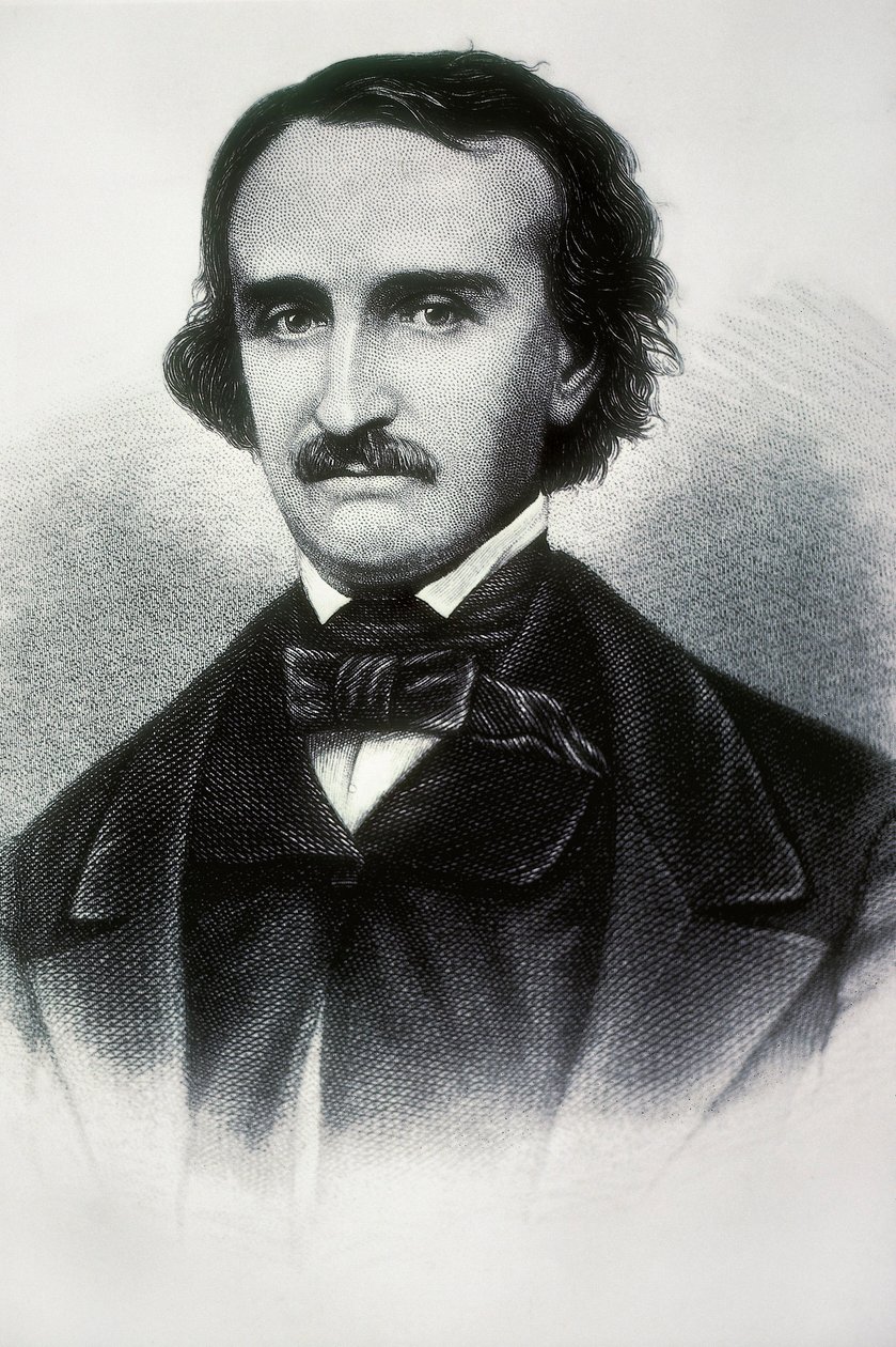Edgar Allan Poe (1809-1849), Amerikalı yazar. 19. yüzyılın gravürü. by Unbekannt