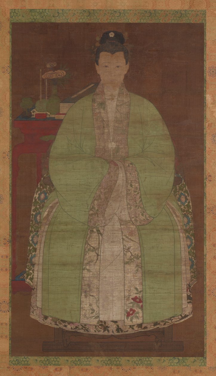 Yeşilli bir kadının portresi, Muhtemelen Ming hanedanı, 17. yüzyıl. by Unbekannt