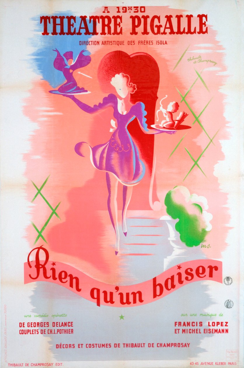 Sadece Bir Öpücük Posteri, Théâtre Pigalle, Paris, 20. yüzyıl by Unbekannt