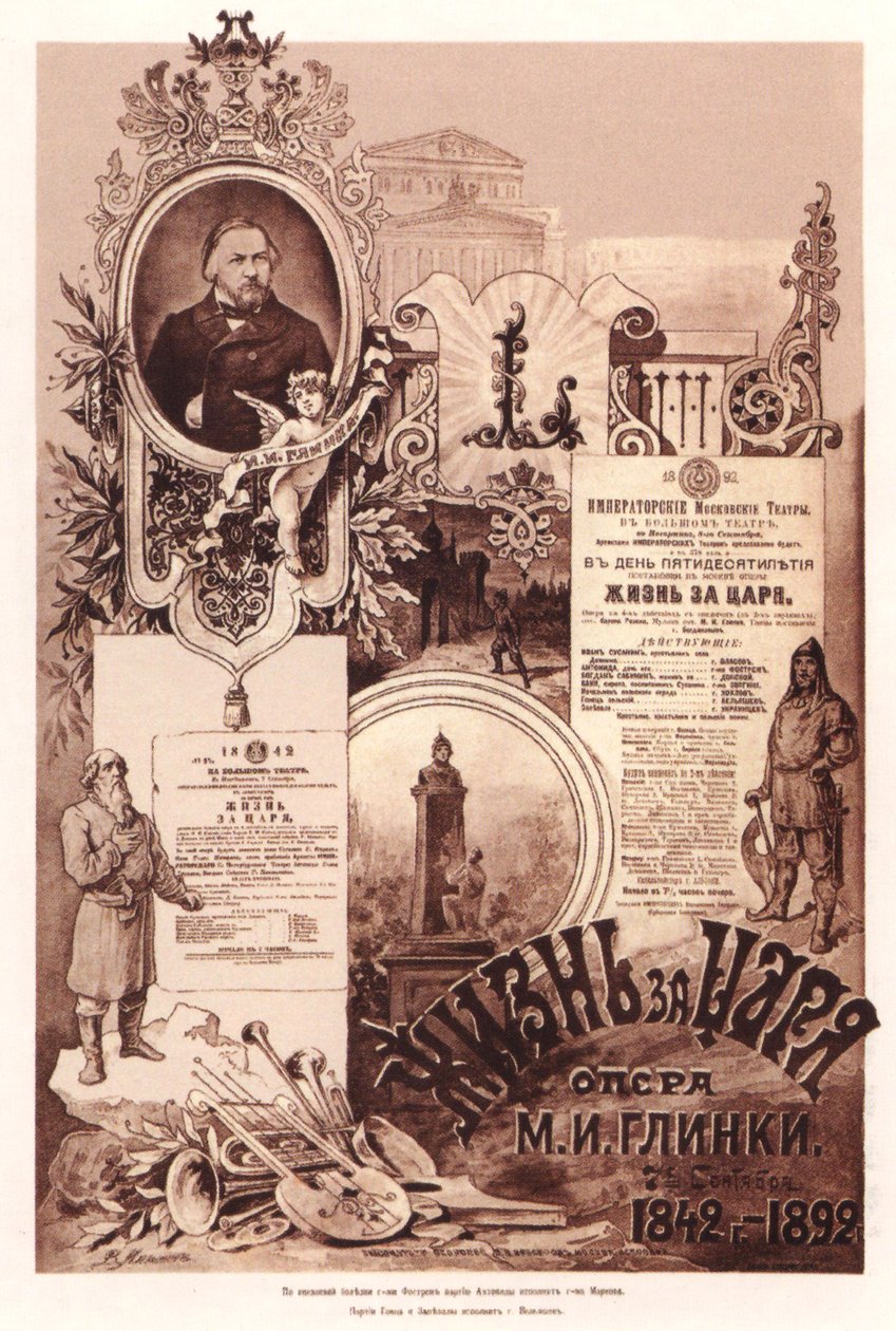 M. Glinka'nın Çar için Yaşam operası afişi, 1892 by Unbekannt