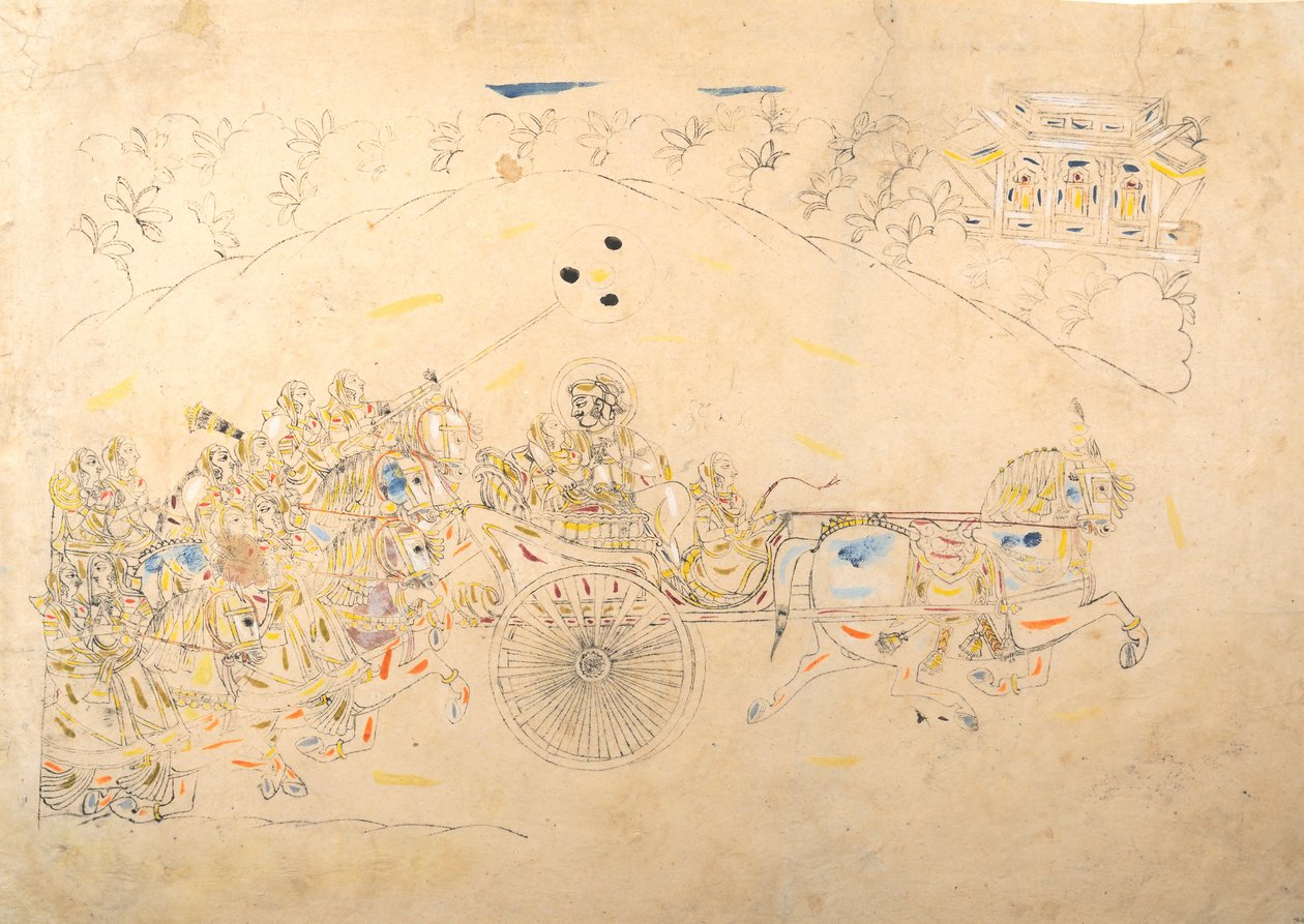 Man Singh ve Hareminin Portresi için Hazırlık Çalışması, 1810-15. by Unbekannt