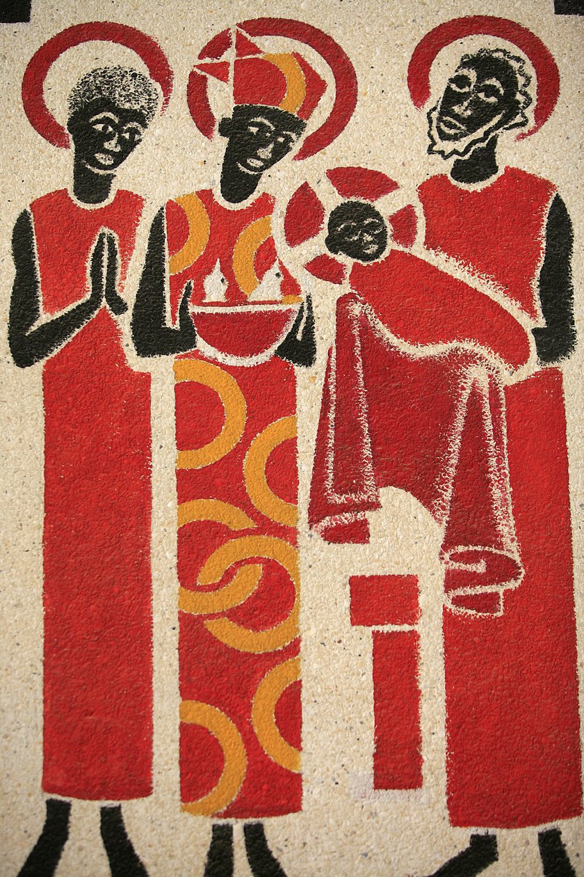 Presentation de Jesus au tapınağı Keur Moussa manastır kilisesi freski 1963 yılında Dom Georges Saget, Keur Moussa, Senegal tarafından tasarlanmış ve boyanmıştır. by Unbekannt