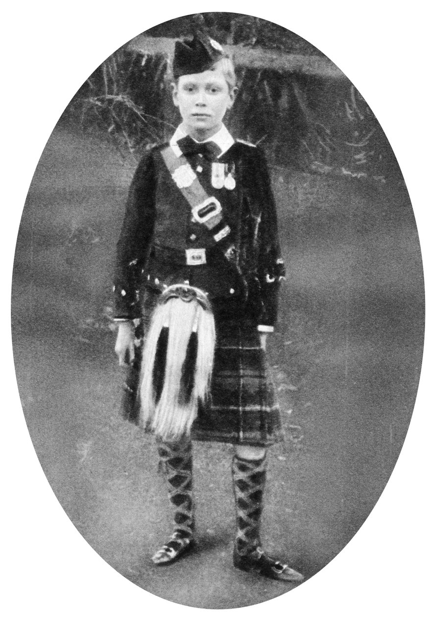 Prens Albert, Highland elbisesi giyiyor, Sandringham, Norfolk, 1909 by Unbekannt