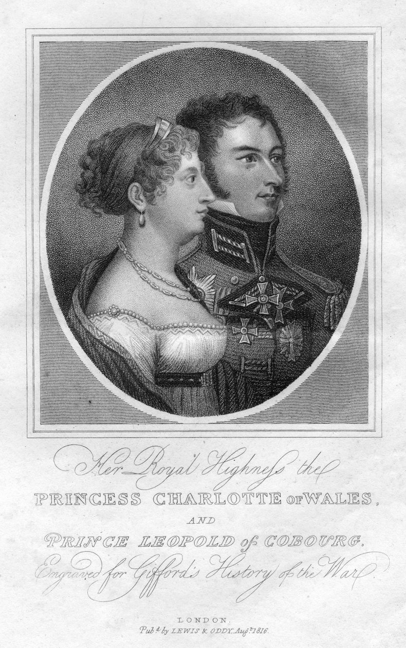 Galler Prensesi Charlotte ve Saxe-Coburg Prensi Leopold, 1816 by Unbekannt