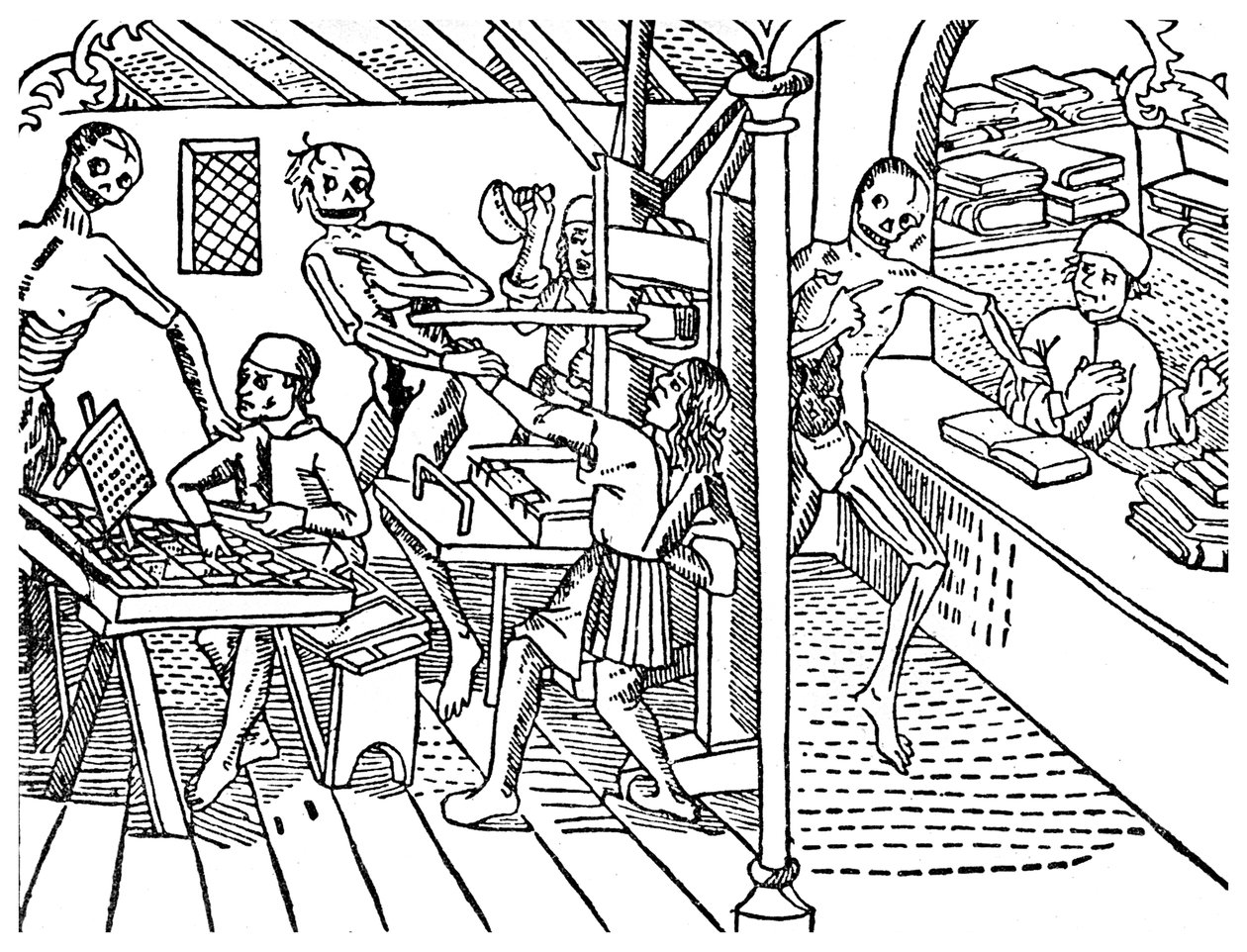 İskeletlerin taciz ettiği matbaa işçileri, 1499 1956 by Unbekannt