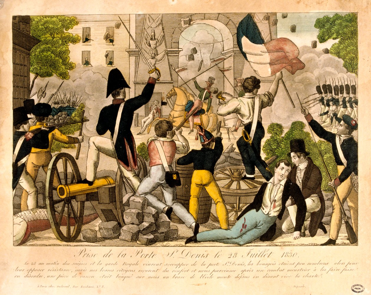 Porte St Denis'in 28 Temmuz 1830'da Baskını, 1830 Devrimi, Paris by Unbekannt