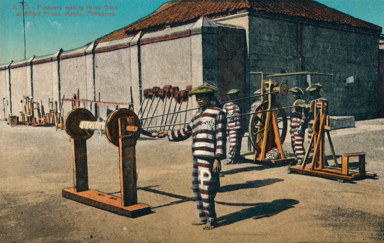 Bilibid Hapishanesinde Kenevir Halat Yapan Mahkumlar, Manila, Filipinler, c1900 by Unbekannt
