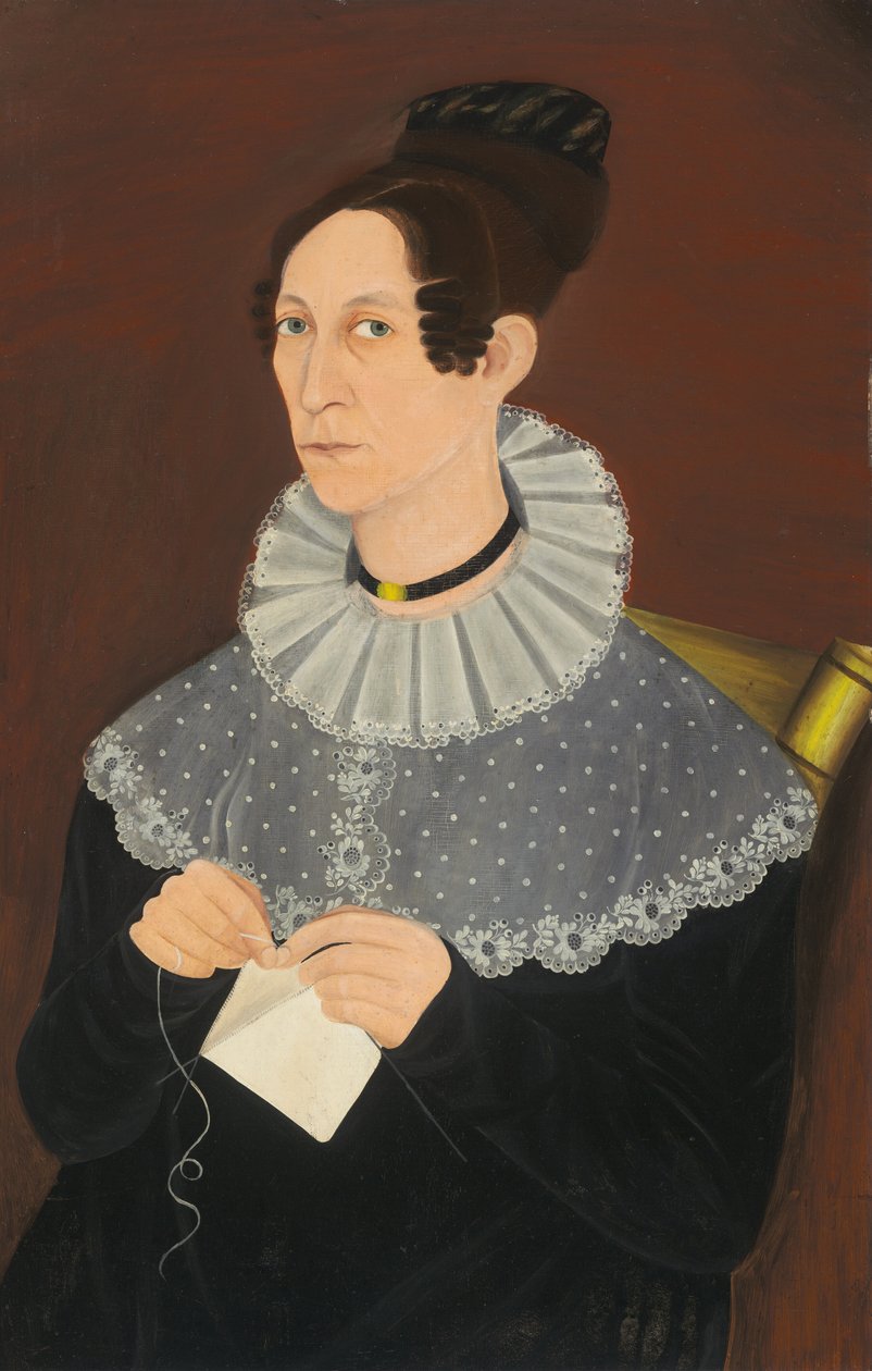 Muhtemelen Sarah Cook Arnold Knitting, c. 1830. by Unbekannt
