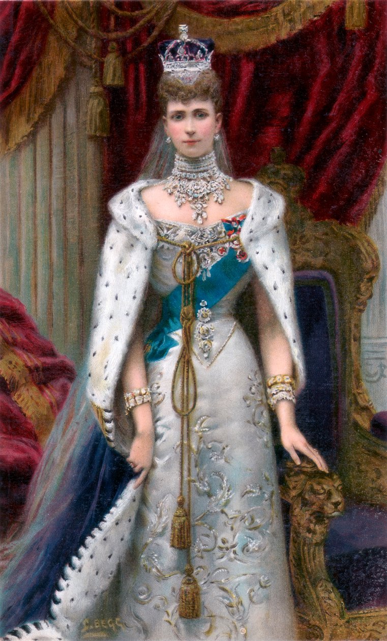 Tam taç giyme cübbesi içinde Kraliçe Alexandra, 1902 by Unbekannt