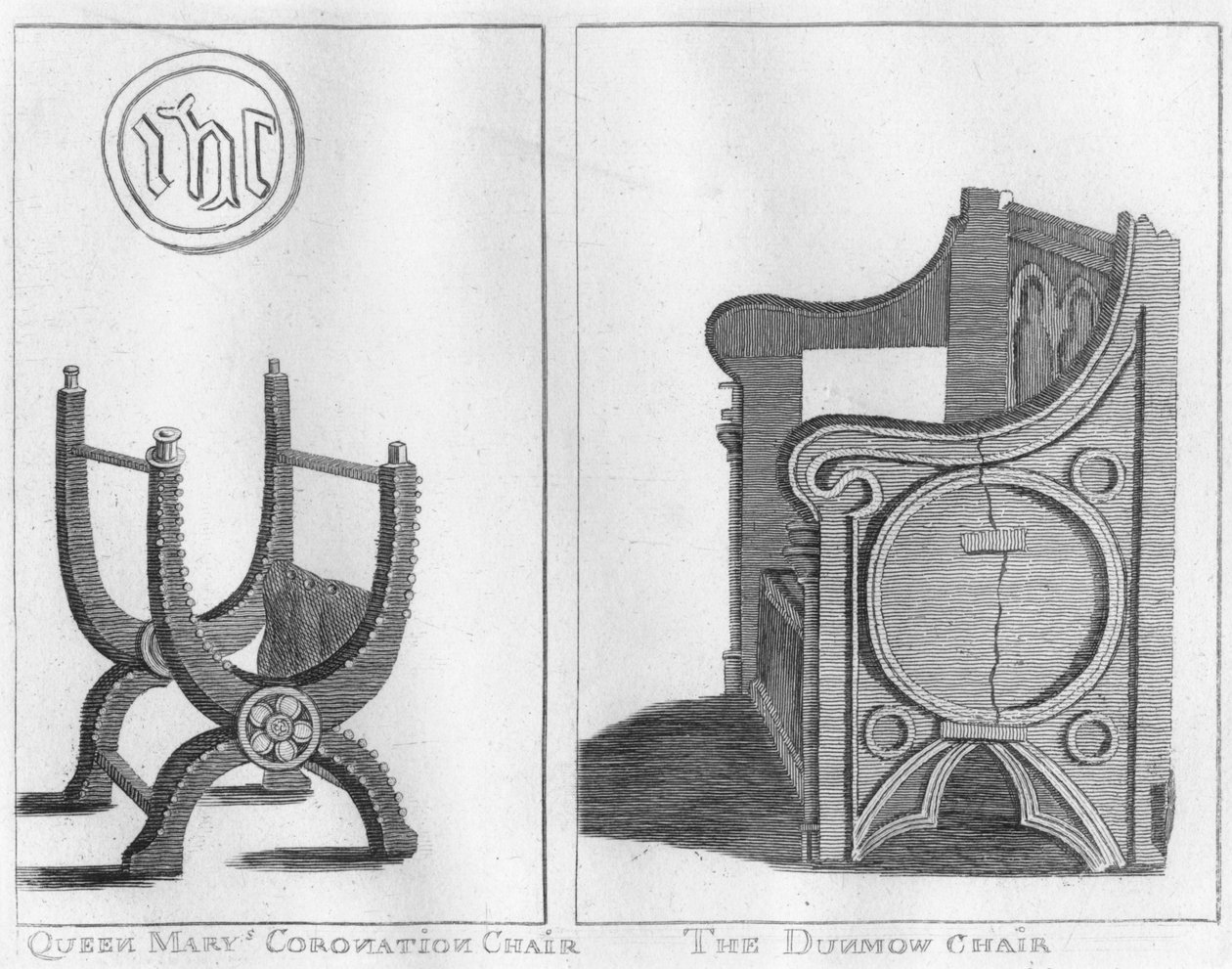 Kraliçe Marys Taç Giyme Koltuğu ve Dunmow Koltuğu, c1790. by Unbekannt