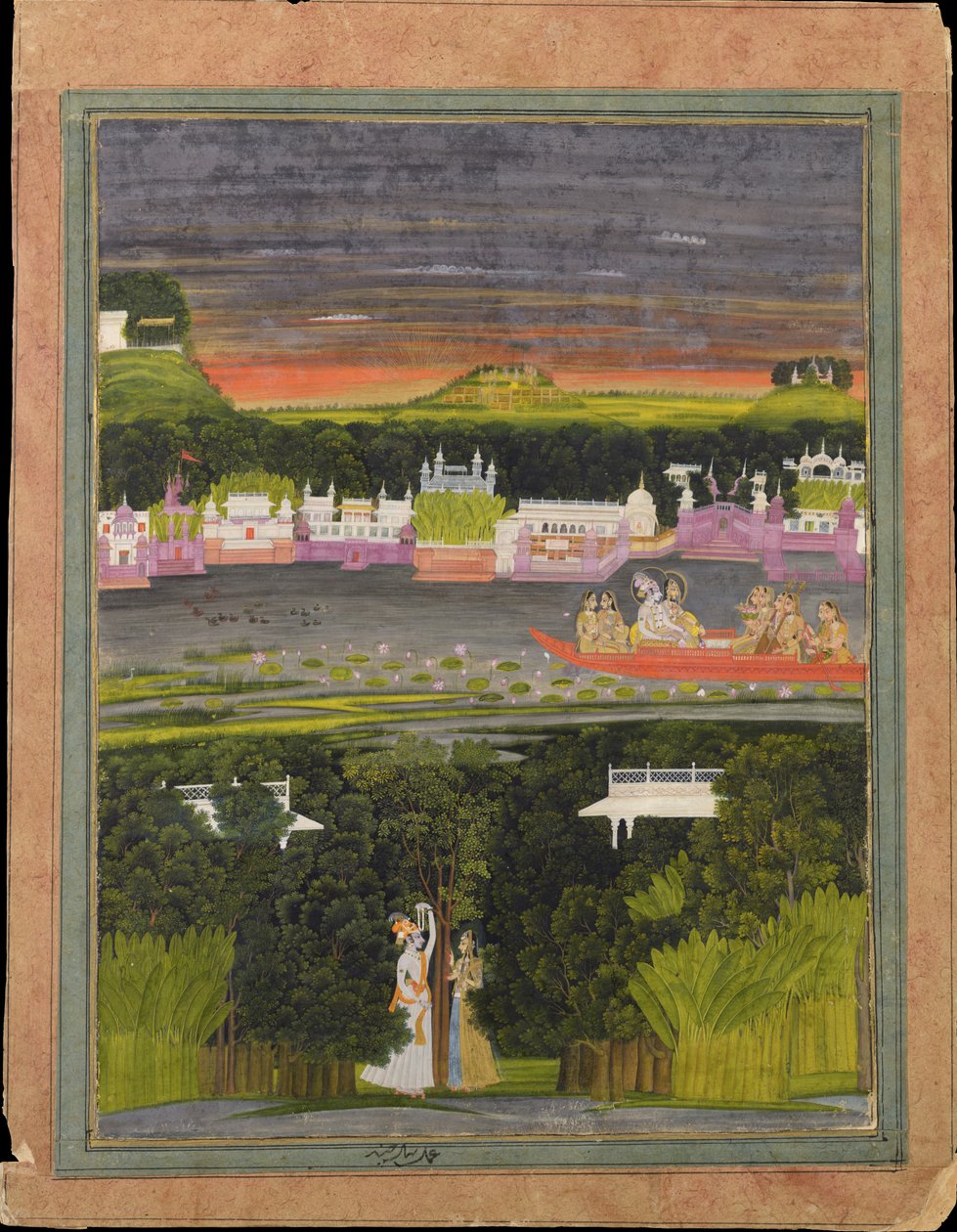 Aşk teknesinde Radha ve Krishna by Unbekannt