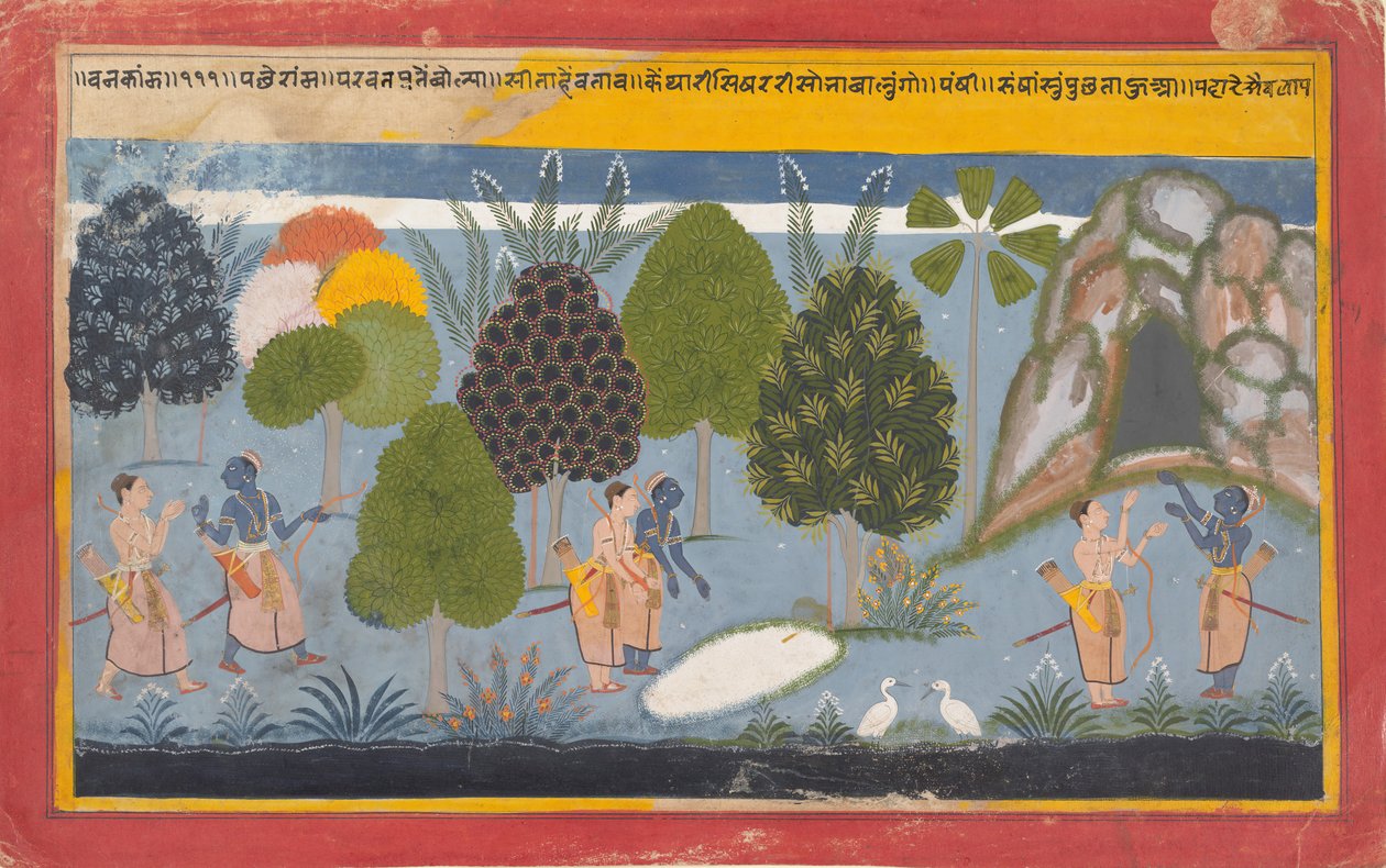 Rama ve Lakshmana Sita için Boşuna Arama: Resimli folyo..., yakl. 1680-90. by Unbekannt