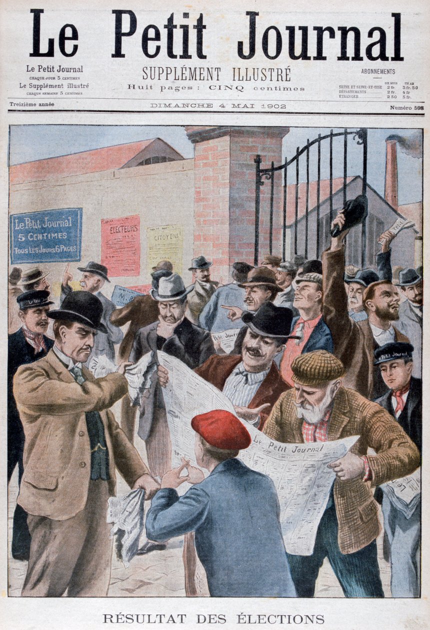 Gazetede seçim sonuçlarının okunması, Paris, 1902 by Unbekannt
