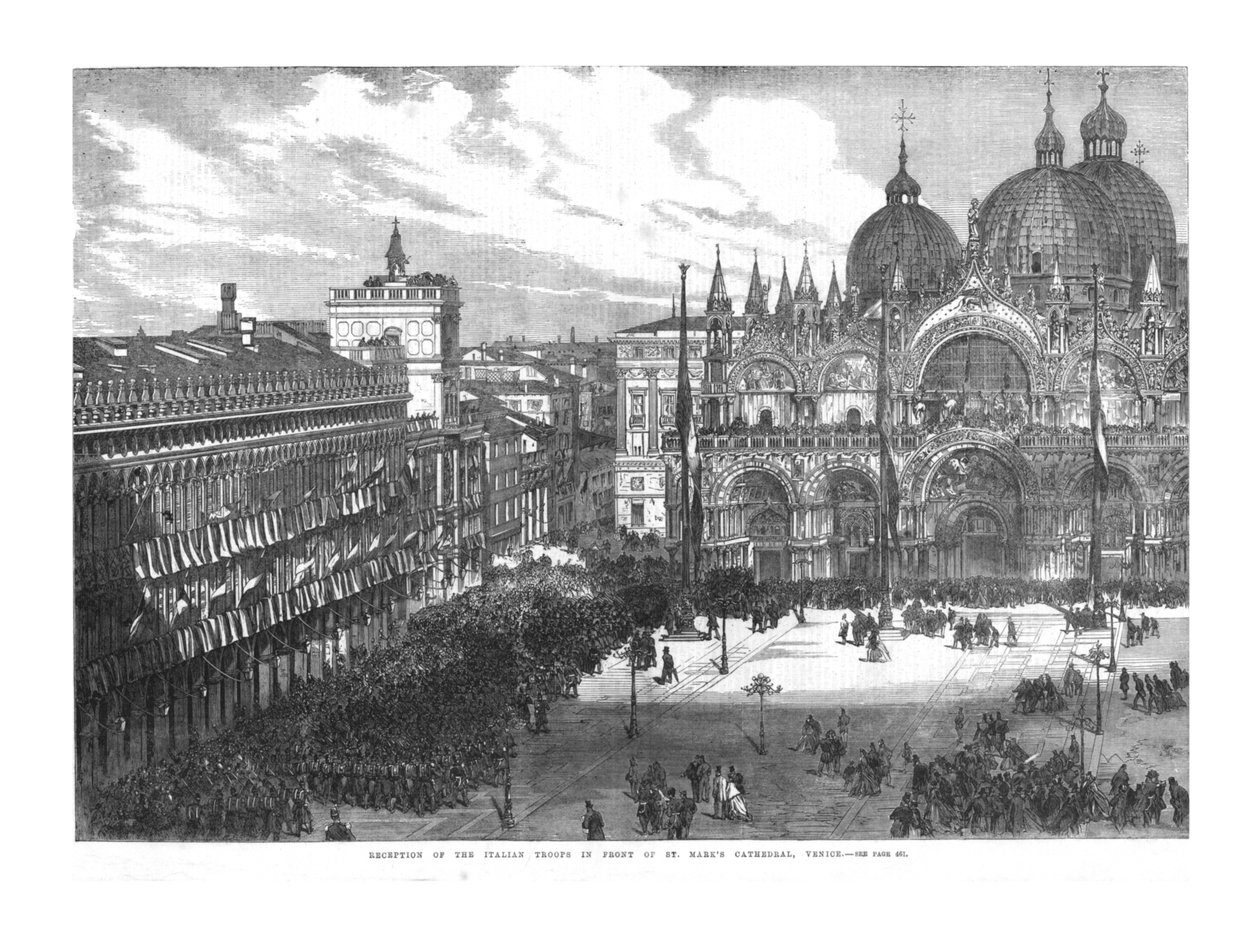 İtalyan Birliklerinin St. Marks Katedrali önünde resepsiyonu, Venedik, 1866 by Unbekannt