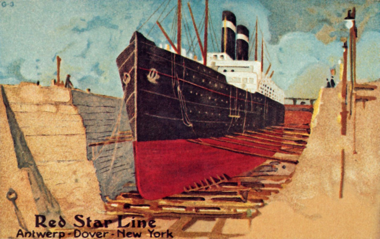 Onarım için kuru havuzda Red Star gemisi, c1905. by Unbekannt