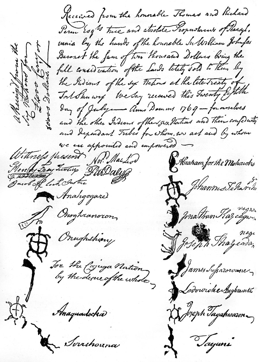 İngiliz ve Kızılderili kabileleri arasındaki bir anlaşmanın azaltılmış tıpkıbasımı, 1769, c1880 by Unbekannt