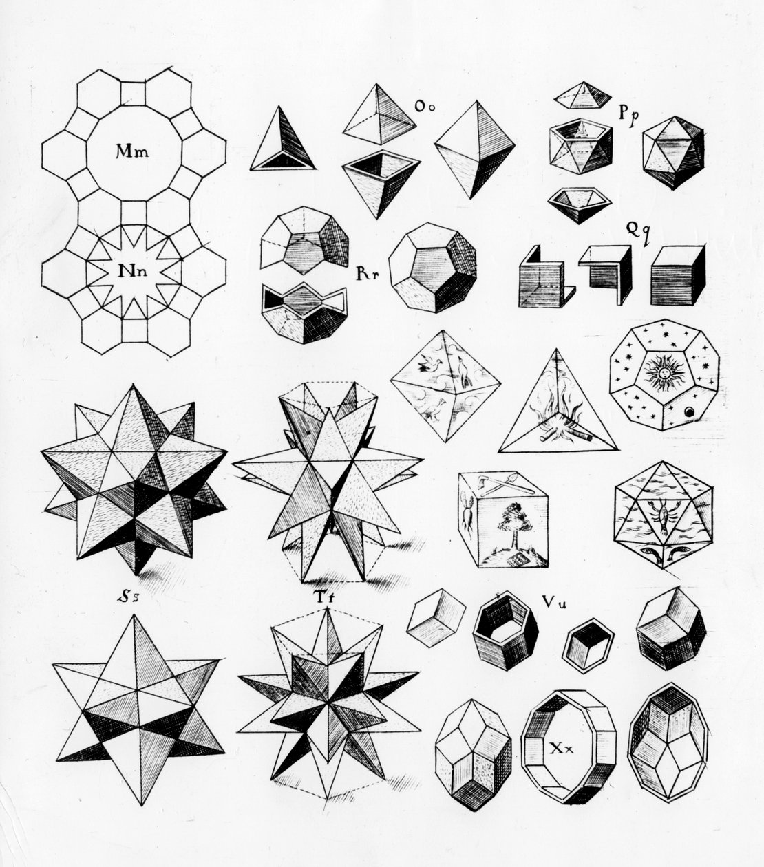 Çeşitli tiplerde düzgün geometrik katılar, 1619 by Unbekannt