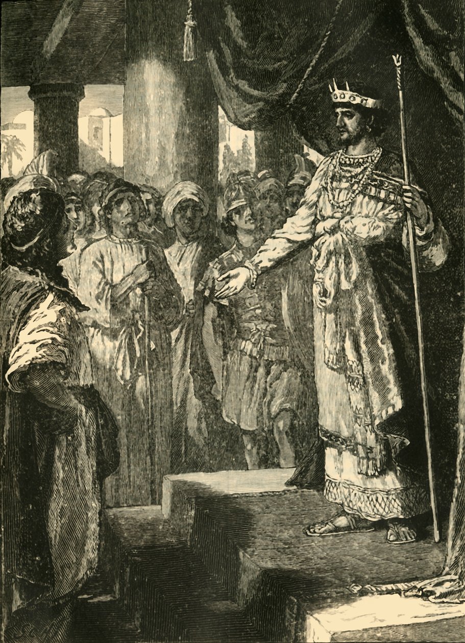 Rehoboam Genç Adamların Tavsiyelerini Kabul Eder, 1890. by Unbekannt
