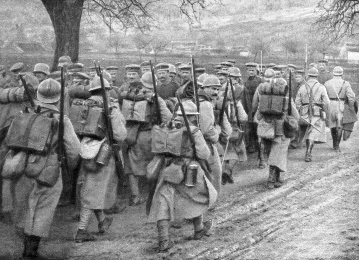 Rölyef Fransız piyadeleri bir tutsak hattını geçerken, Plessis-de-Roye, Picardy, Fransa, 30 Mart 1918 by Unbekannt