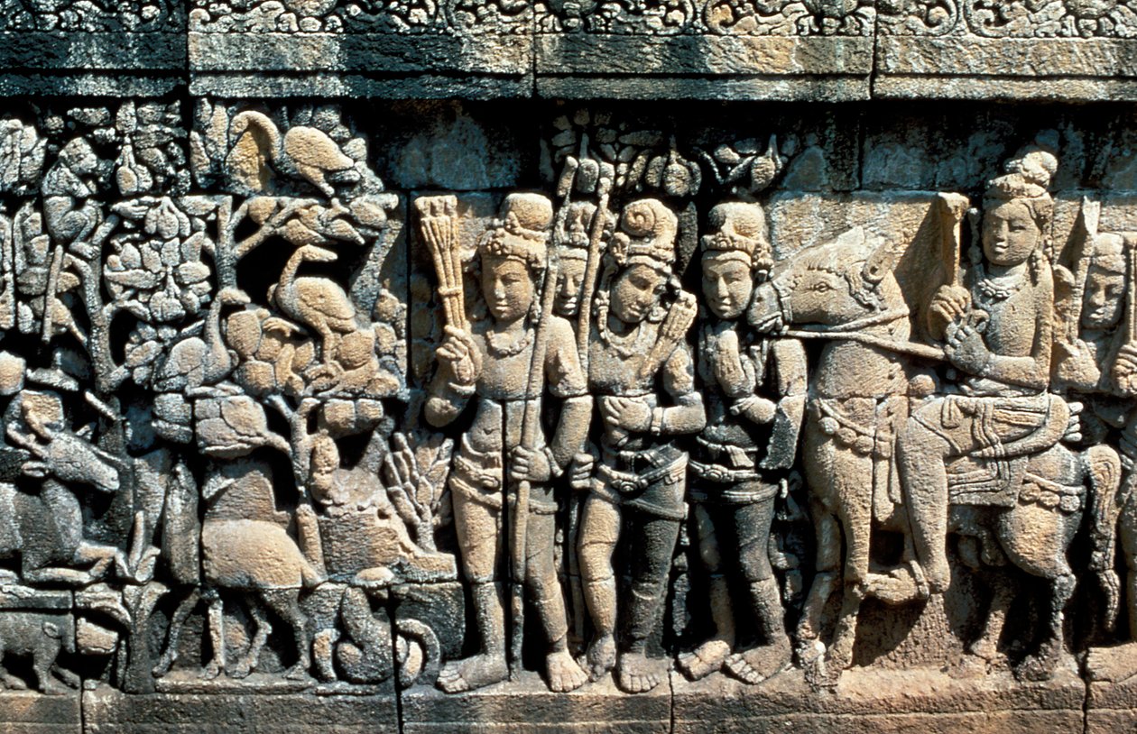 Bir sutradan kabartma gösteren sahne, Barabudur, Java, c750-850 by Unbekannt