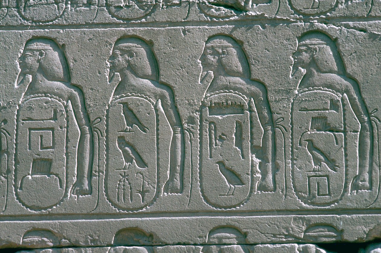 Tutsak Yakın Doğu şehirlerinin isimlerinin kartuşlarını gösteren kabartmalar, Amun Tapınağı, Karnak, Mısır by Unbekannt