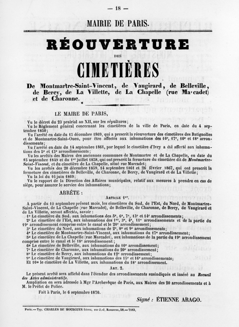 Reouverture des Cimetieres, Paris Komünü