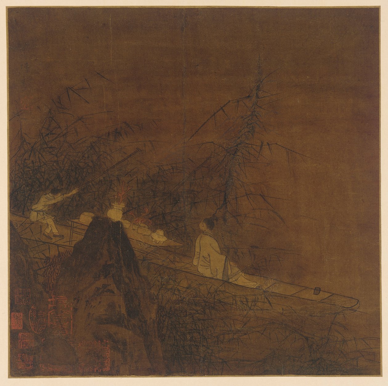 Nehir sahnesi: vahşi bambu arasında bir tekne, Ming hanedanı, 1368-1644. by Unbekannt