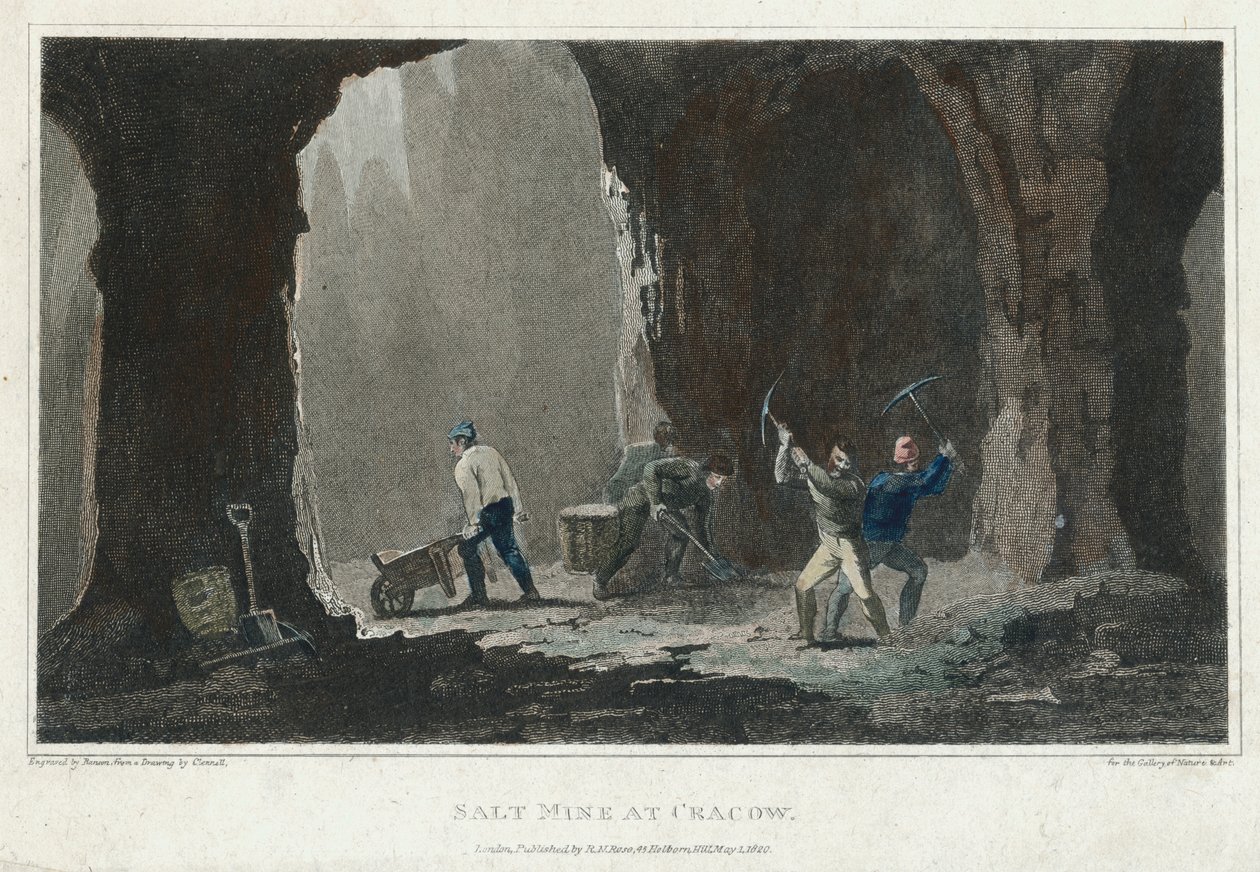 Kaya Tuzu: Krakov, Polonya yakınlarındaki tuz madeninde çalışan madenciler, c1820 by Unbekannt