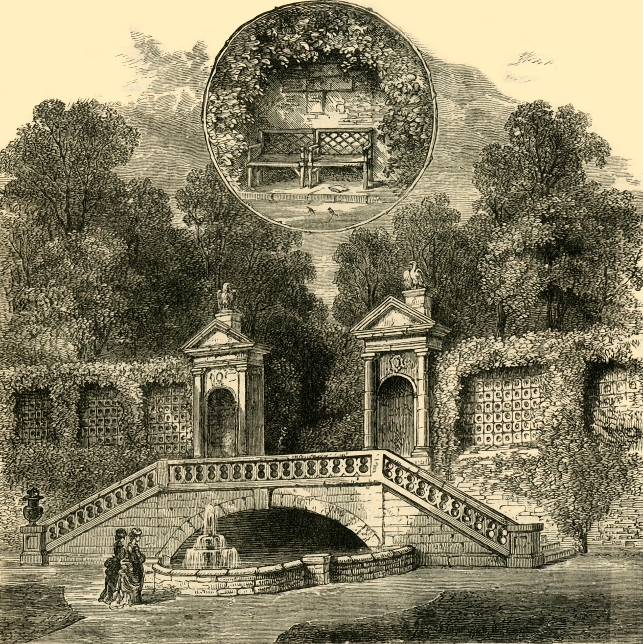 Rogers Seat ve Inigo Jones Geçidi, Holland House, c1876. by Unbekannt