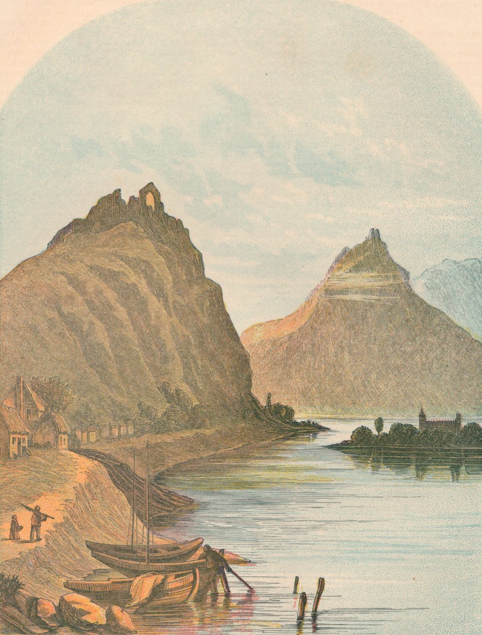 Rolandseck ve Kloster Nonnenwerth, 1864. by Unbekannt