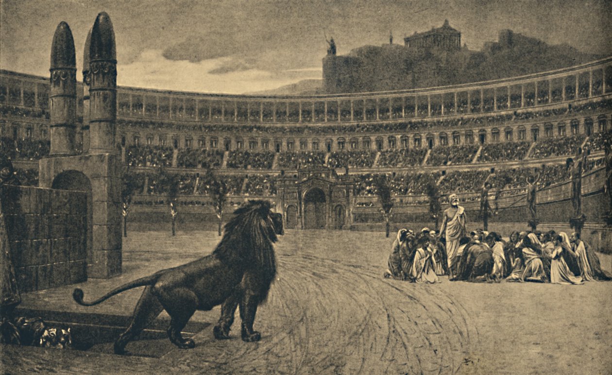 Roma - Circus Maximus - Hristiyanların vahşi hayvanlara atılan son duası, 1910 by Unbekannt