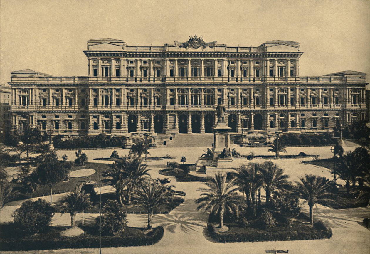 Roma - Prati di Castello. Calderini tarafından Yeni Hukuk Mahkemeleri ve Cavour heykeli, 1910 by Unbekannt