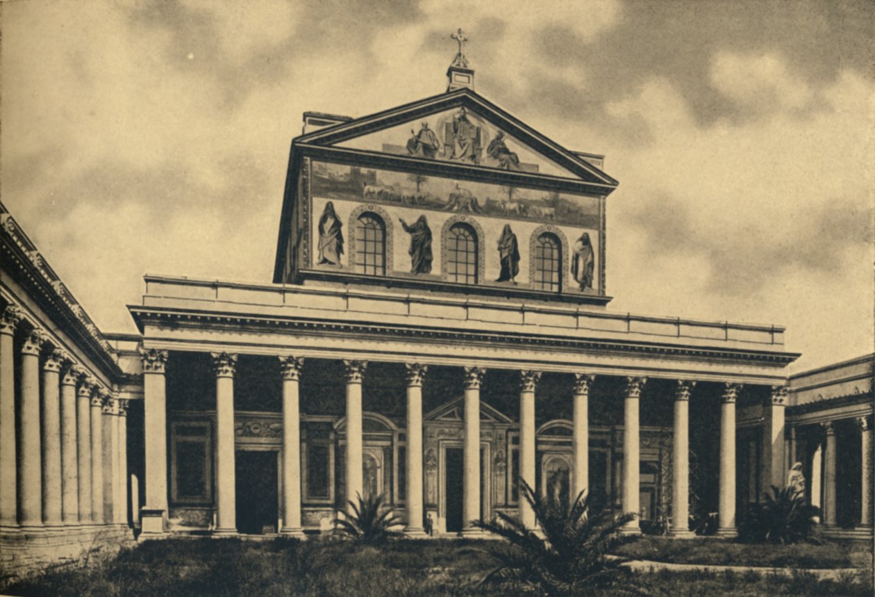 Roma - St. Paul Bazilikası'nın duvarsız ana cephesi, 1910. by Unbekannt