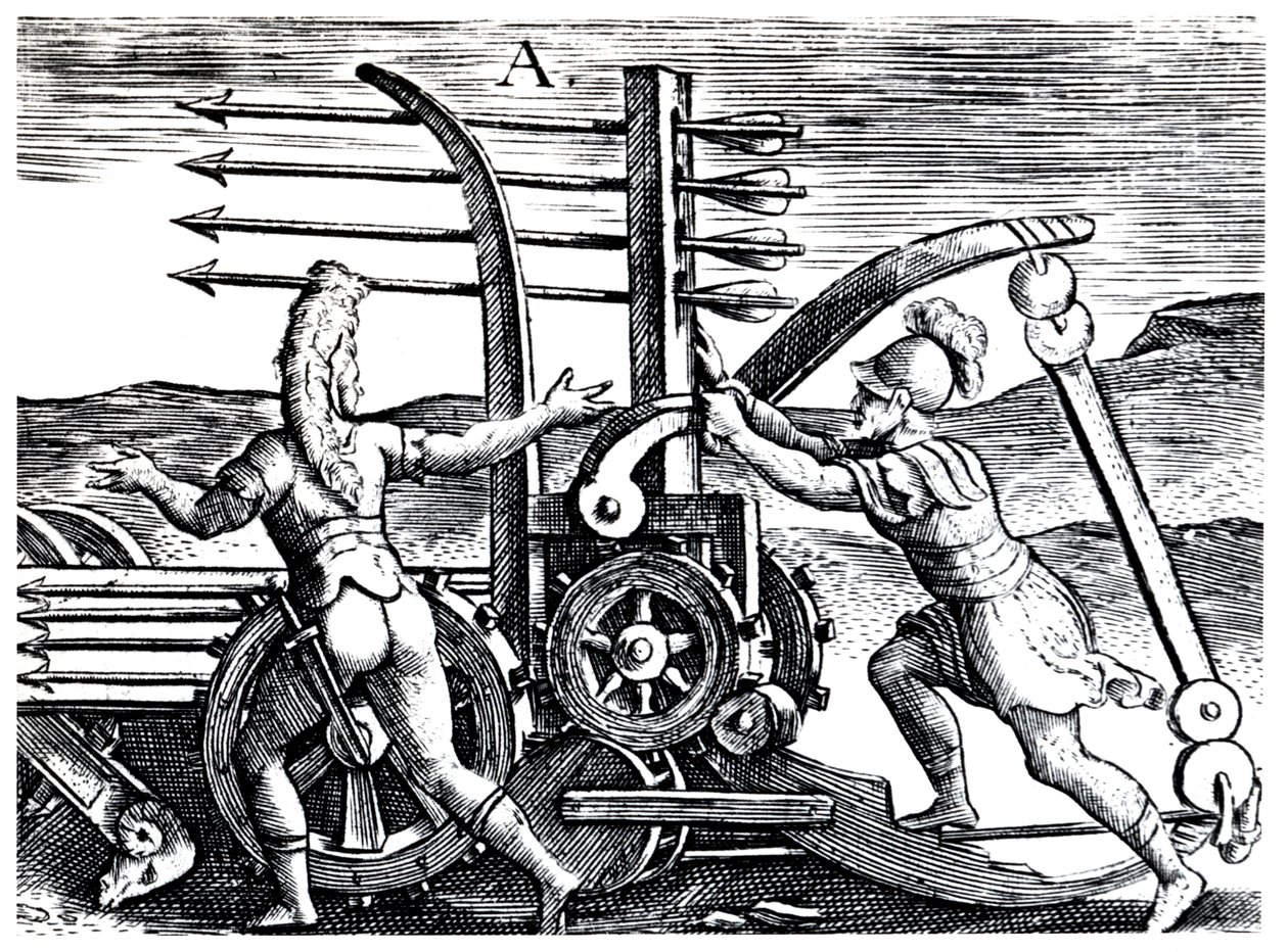 Birden fazla ok atan bir savaş motoru kullanan Romalı askerler, 1605 by Unbekannt
