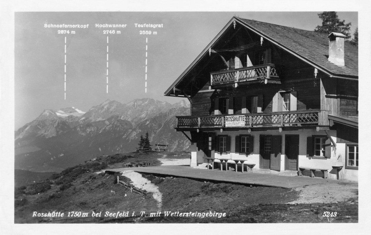 Rosshutte ve Wettersteingebirge dağları, Seefeld, Avusturya, 20. yüzyıl yakınlarında by Unbekannt