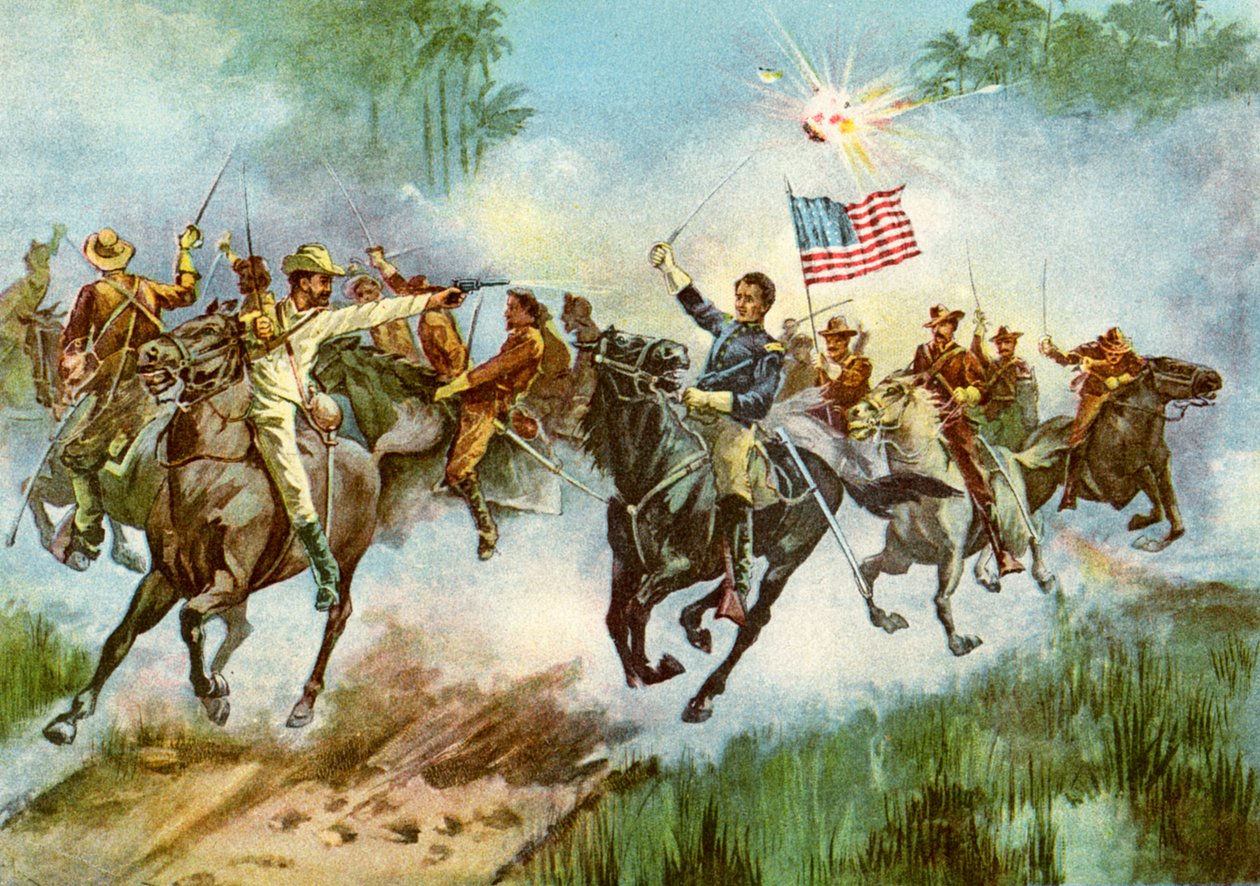 Bir İspanyol karakolunu damgalayan Kaba Biniciler, Küba, İspanyol-Amerikan Savaşı, 1898 by Unbekannt