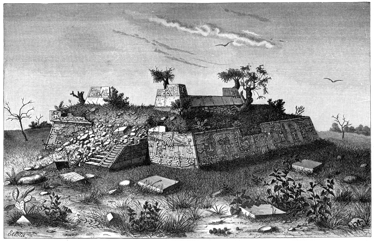 Xochicalco, Meksika, 1901 piramit basamaklarının kalıntıları by Unbekannt