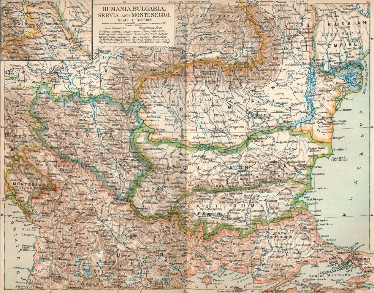Romanya, Bulgaristan, Serva ve Karadağ, c1906, 1907 by Unbekannt