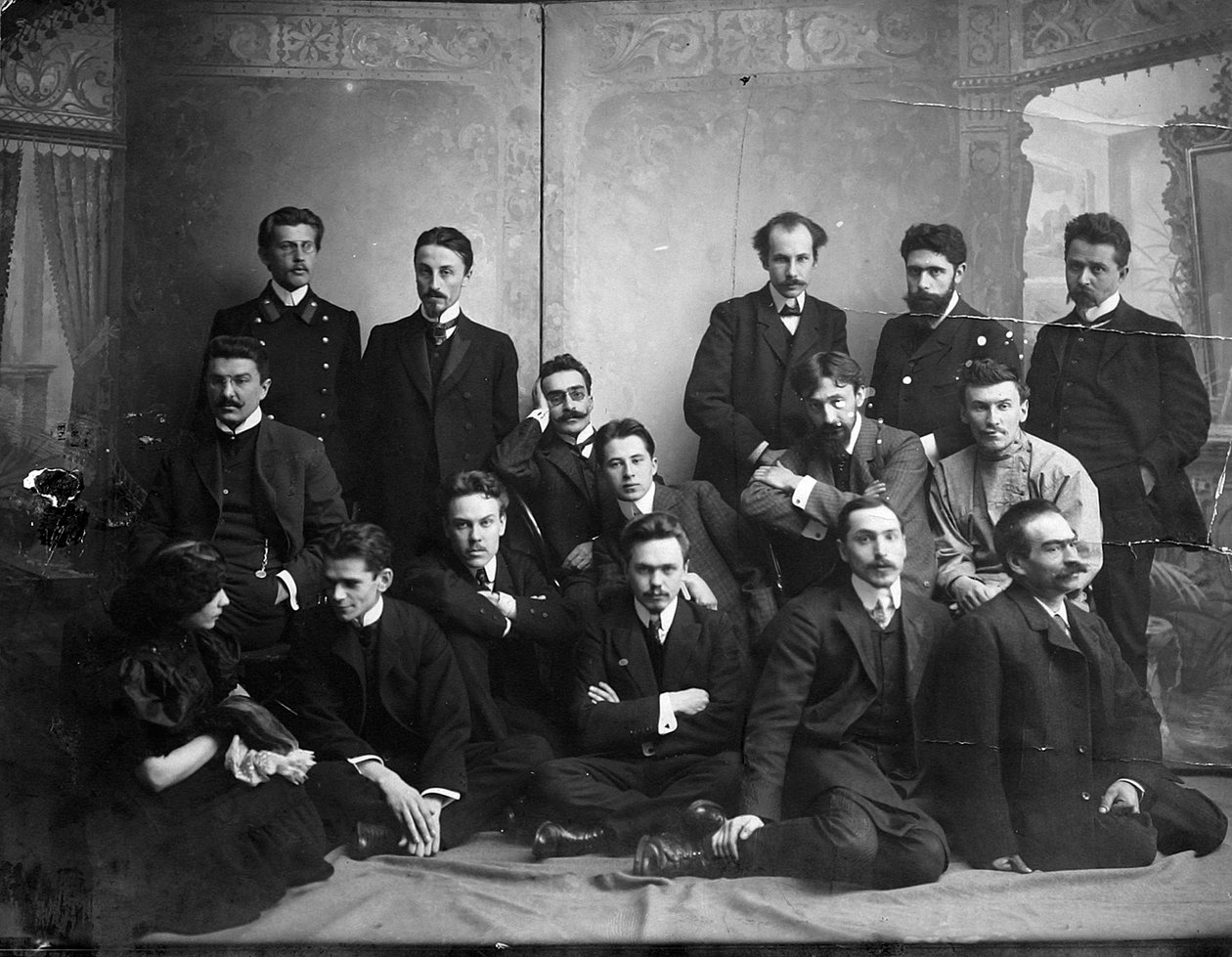 Rus yazar ve şair Andrei Bely ile sembolist yazarlar, 1907 by Unbekannt