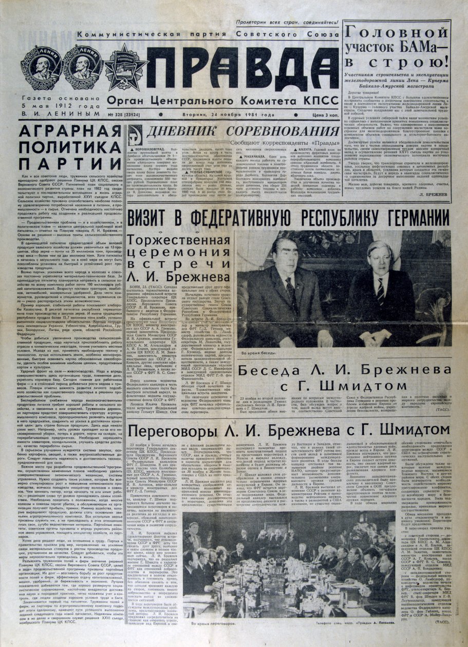 Brejnev ve Gensher, 1981 arasındaki toplantıyı tartışan Rus gazetesi makalesi by Unbekannt