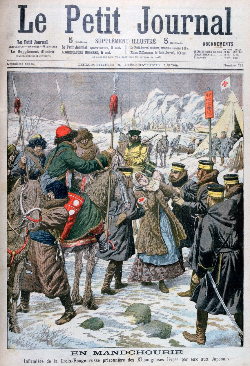 Mançular tarafından esir alınan Rus hemşire Japonlara teslim ediliyor, Mançurya, 1904 by Unbekannt