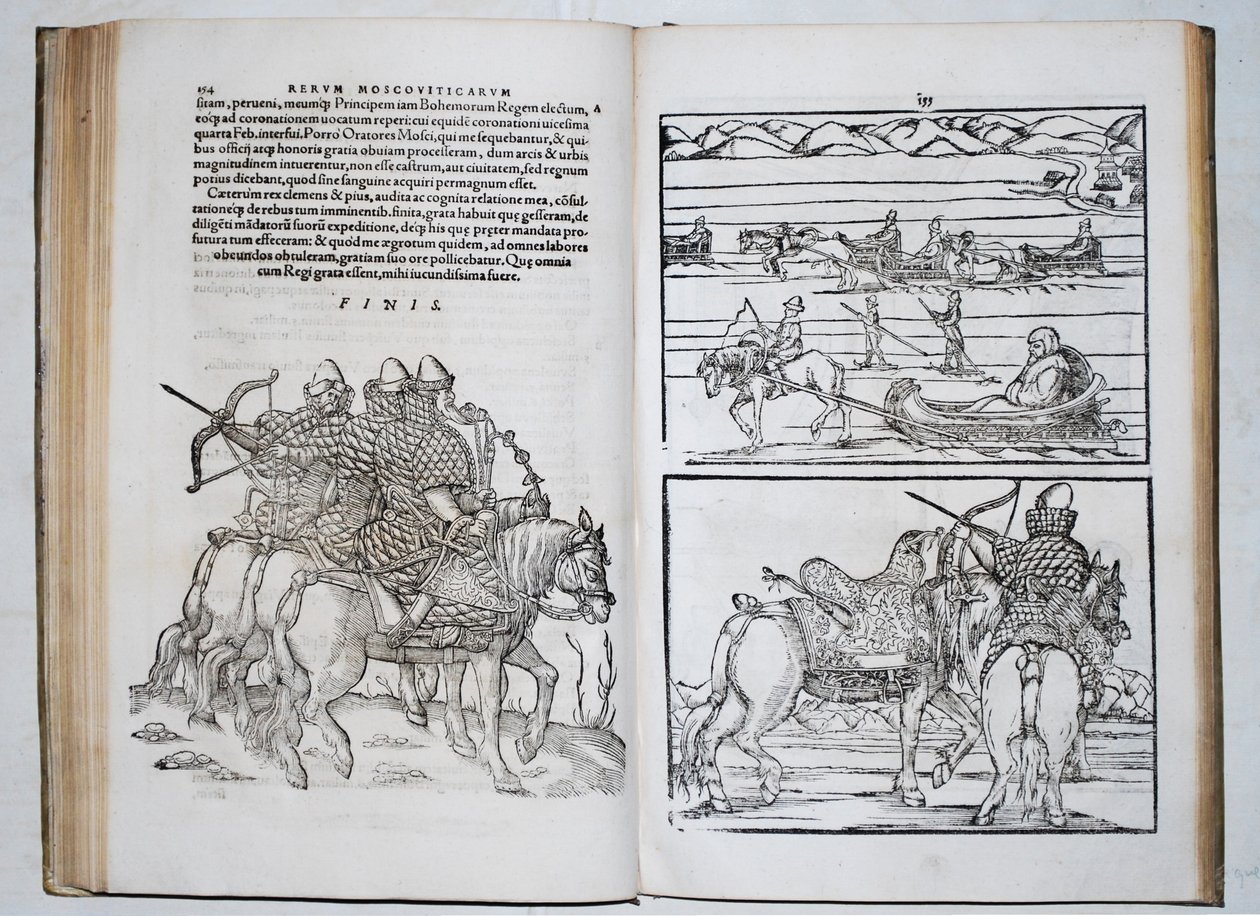 Rus savaşçılar. Siegmund von Herberstein Rusya üzerinden seyahat ediyor Kimden: Rerum Moscoviticarum commentarii.., 1571 by Unbekannt