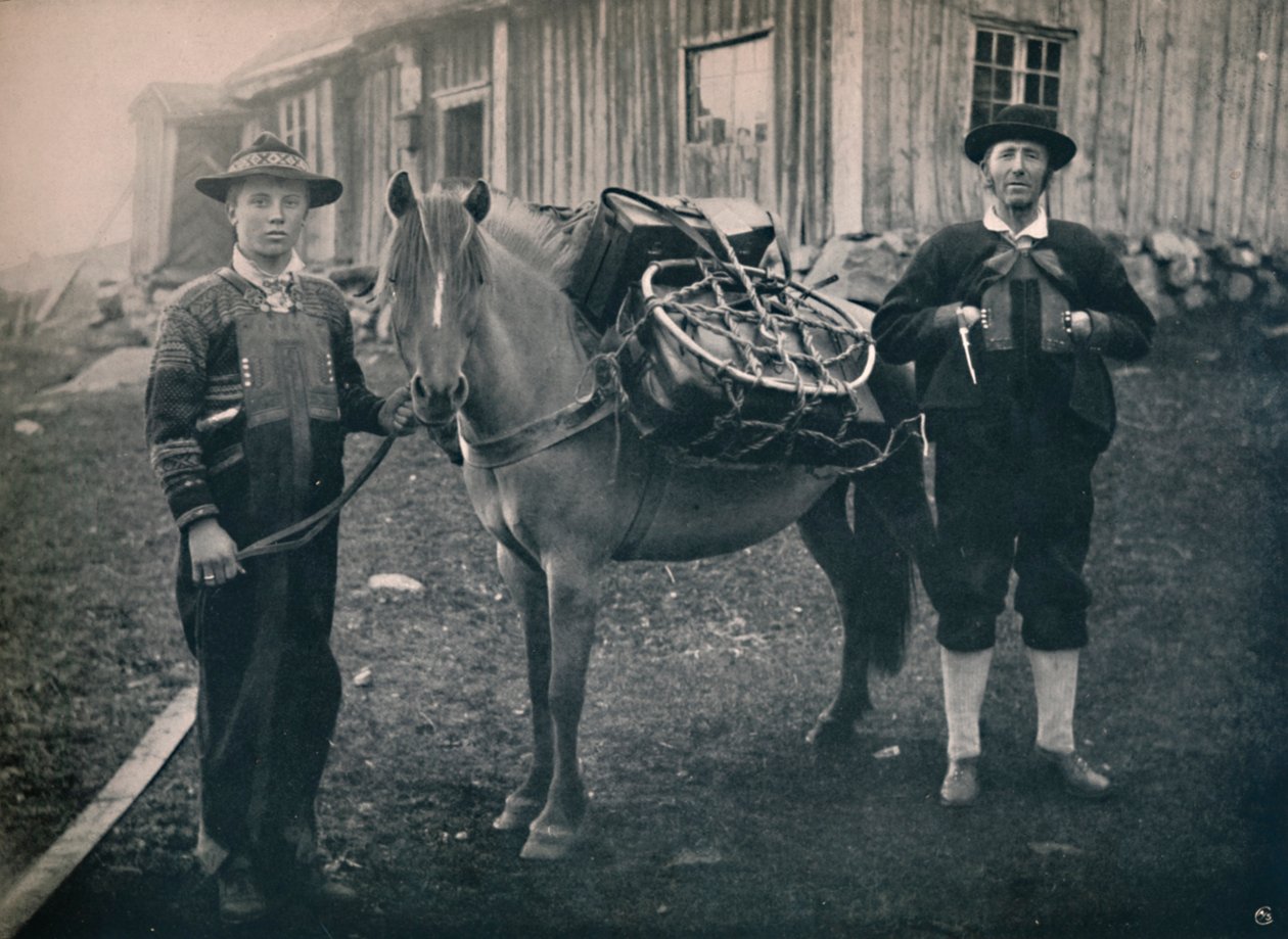 Pack-Horse ile Saetersdalen Highlanders, 1914. by Unbekannt