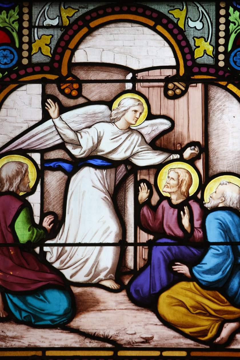 Saint-Corentin (Saint Corentin) katedrali, Quimper Angel Vitray: St Peter, Quimper, Fransa