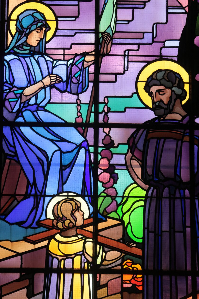 Saint-Joseph de Chedde kilisesi. Raphael Lardeur tarafından kutsal aile vitray., Chedde Fransa by Unbekannt