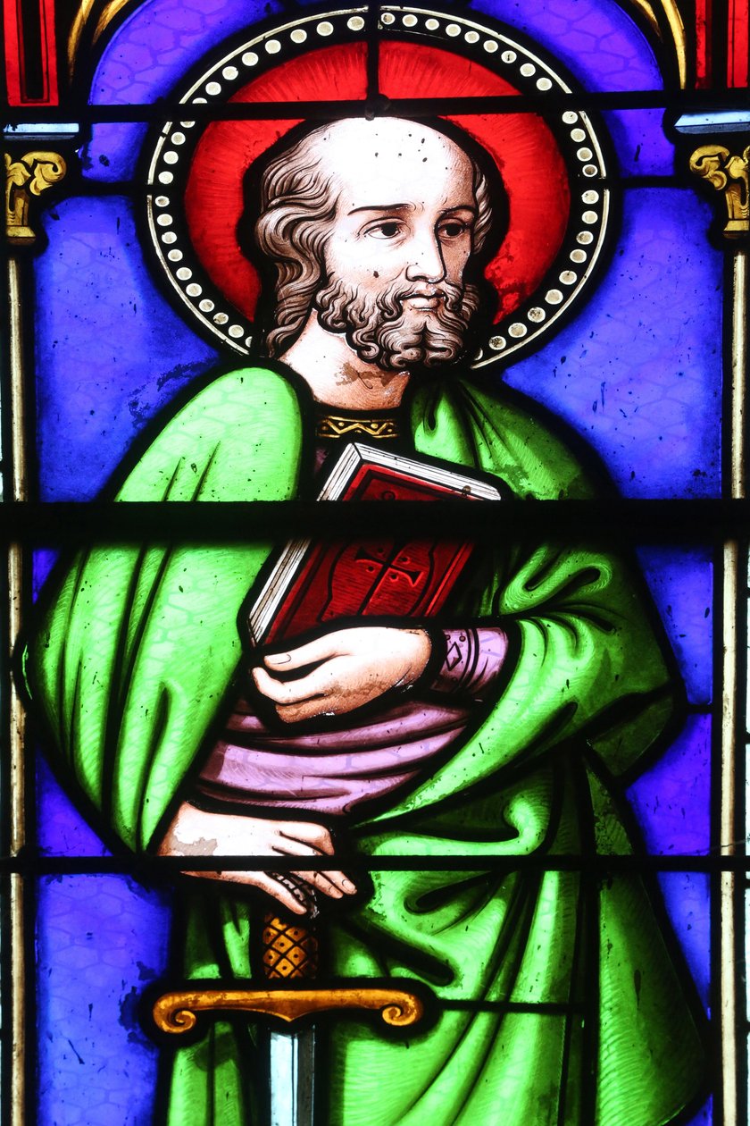 Saint-Pere kilisesi. Vitray pencere. Havari Paul. Fransa by Unbekannt