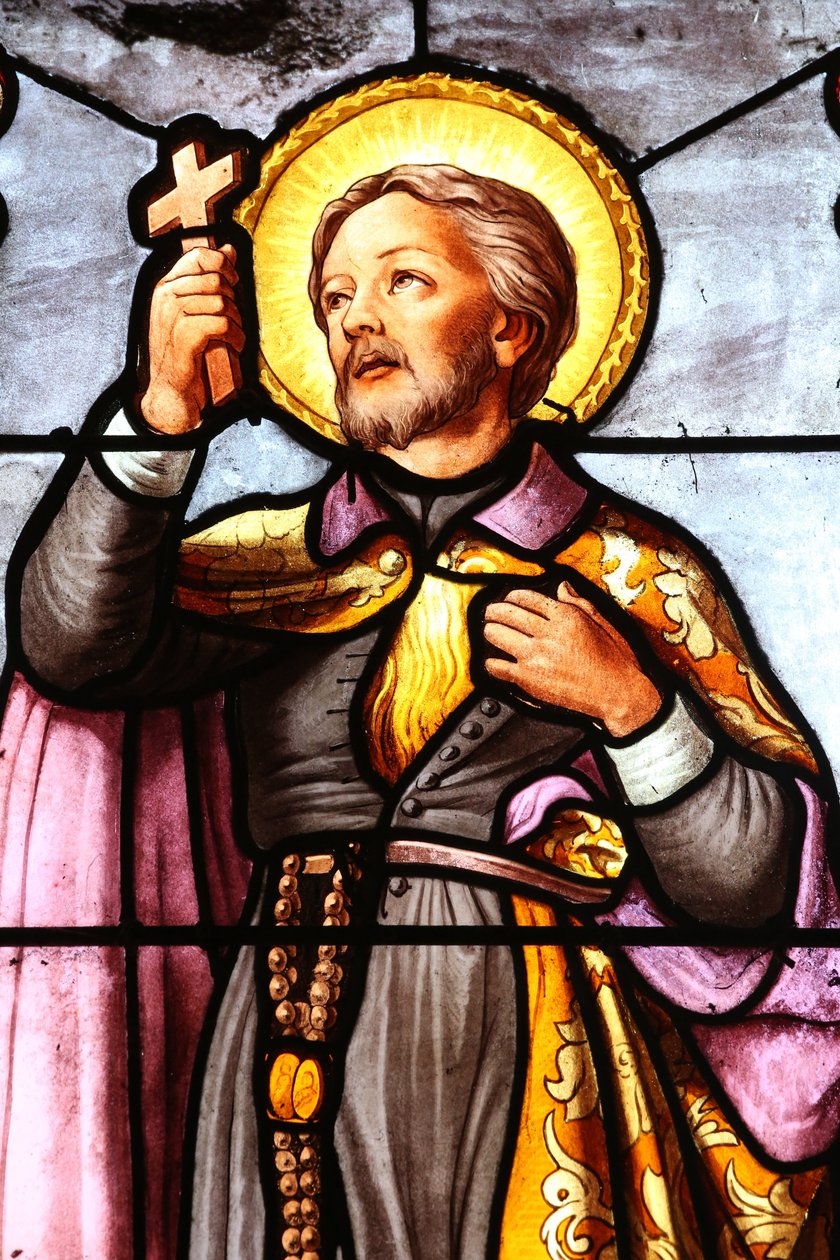 Aziz Fargeau Kilisesi. Vitray pencere. Roma Katolik misyoner Aziz Francis Xavier. Fransa by Unbekannt